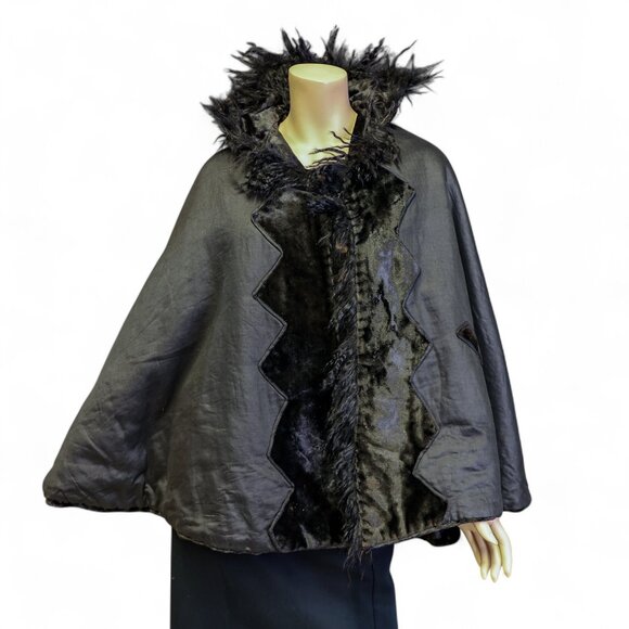 Victorian Mourning Cape * Reversible with Fur Trim - Picture 7 of 12